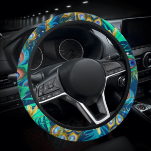 Colorful Peacock Feather Steering wheel cover