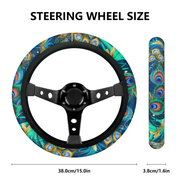 Colorful Peacock Feather Steering wheel cover
