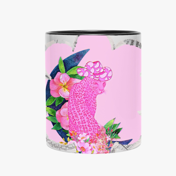 Pink Leopard Boho Moon Ceramic Mug
