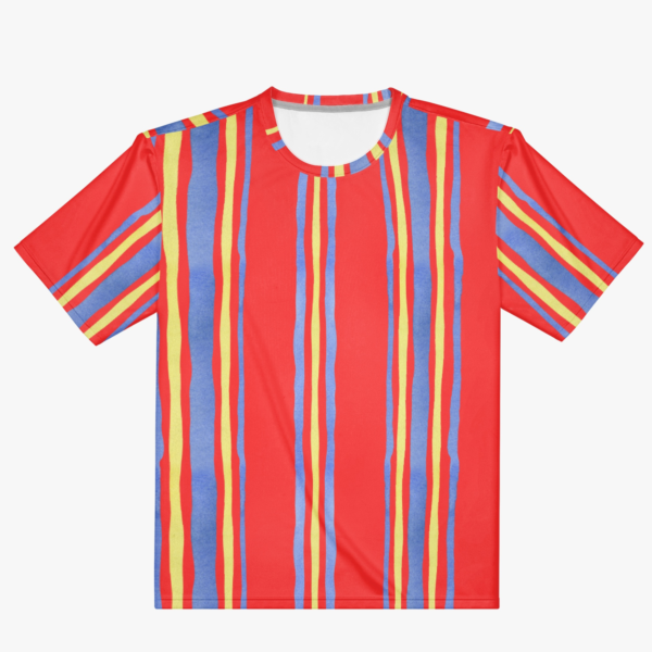 Red and Blue Stripe Handmade Men T-shirt