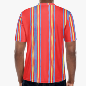 Red and Blue Stripe Handmade Men T-shirt