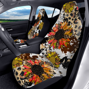 Sunflower Leopard Cowhide Car Seat Covers