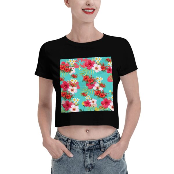 Tropical Hibiscus Crop Top T- shirt