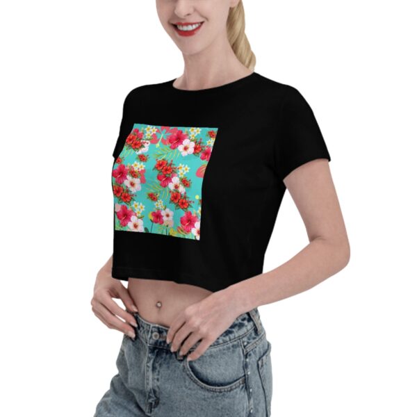 Tropical Hibiscus Crop Top T- shirt