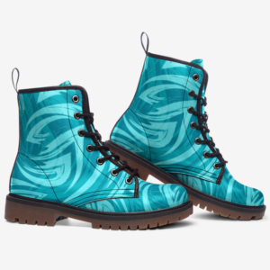 Turquoise Pattern Vegan Leather Boots