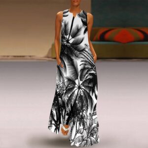 Coconut Tree Pattern Long Dress