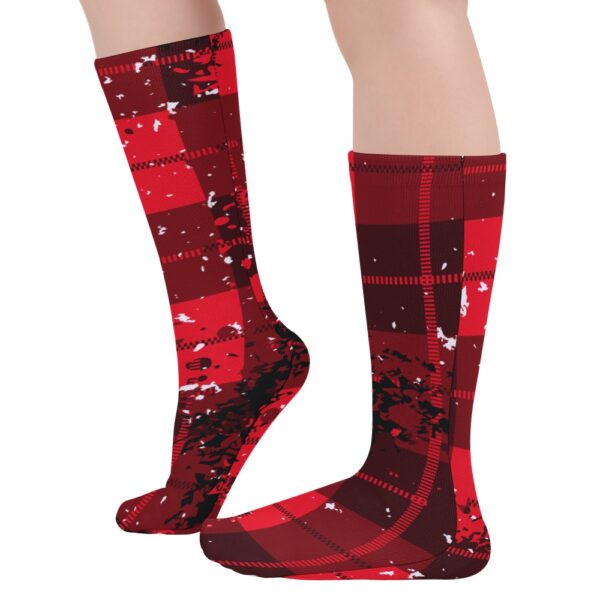 Red and Black Buffalo Plaid Thick Socks