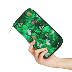 Malachite Crystal Butterflies Leather Wallet