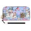 Winter Snowman Leather Wristlet Wallet