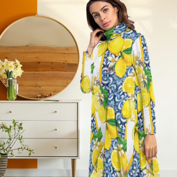 Sicily Inspired High Neck Lemon Dress