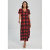 Buffalo Plaid V-neck Dress