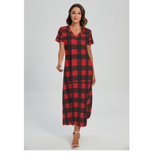 Buffalo Plaid V-neck Dress