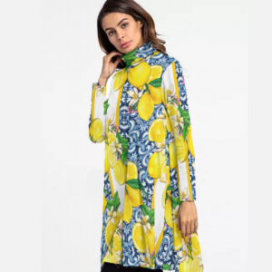 Sicily Inspired High Neck Lemon Dress