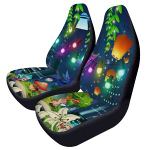 Starry Night Fairies Lilly Flowers Car Seat Covers – 2PCS