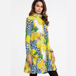 Sicily Inspired High Neck Lemon Dress