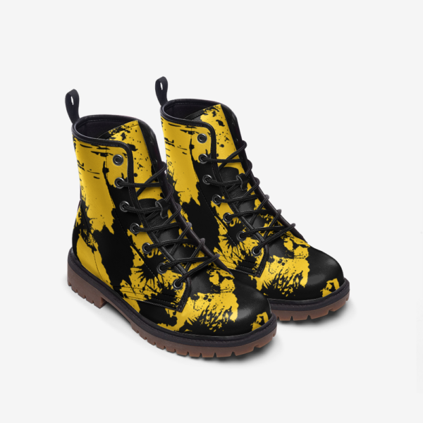 Black & Yellow Vegan Leather Boots