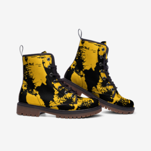 Black & Yellow Vegan Leather Boots