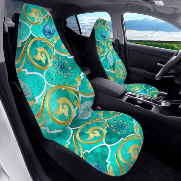 Elegant Turquoise Pattern Car Seat Cover – 2PCS