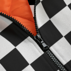 Black & White Checkered Print Jacket unisex fitted fleece