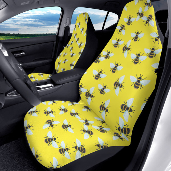 Yellow Bee Illustration Car Seat Cover – 2PCS