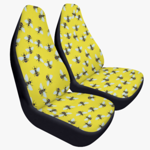 Yellow Bee Illustration Car Seat Cover – 2PCS