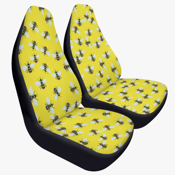 Yellow Bee Illustration Car Seat Cover – 2PCS