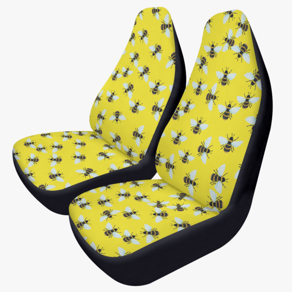 Yellow Bee Illustration Car Seat Cover – 2PCS