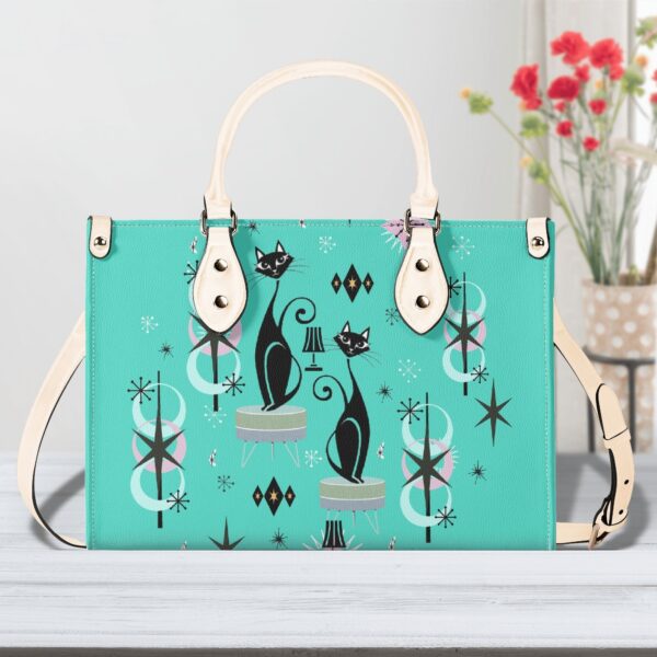 Atomic Cat Teal Mid Century Shoulder Handbag Bag