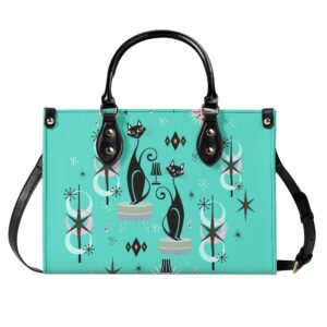 Atomic Cat Teal Mid Century Shoulder Handbag Bag
