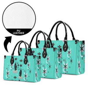 Atomic Cat Teal Mid Century Shoulder Handbag Bag