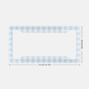 Blue Plaid Gingham Car License Plate Frame, Gen Z Gift, Cute Car Accessories for Women, Car Decor