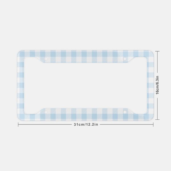 Blue Plaid Gingham Car License Plate Frame, Gen Z Gift, Cute Car Accessories for Women, Car Decor